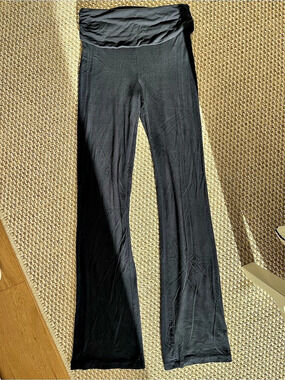 GARAGE Soft Cotton Fold Over Flare Pants in Navy Blue